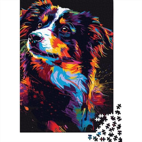 Miniatur-Amerikanischer Schäferhund, Holzpuzzle, 1000 Teile, Puzzle für Erwachsene, Lernspiel, Herausforderungsspielzeug, 1000 Teile (38 x 26 cm) von TBDUEPS