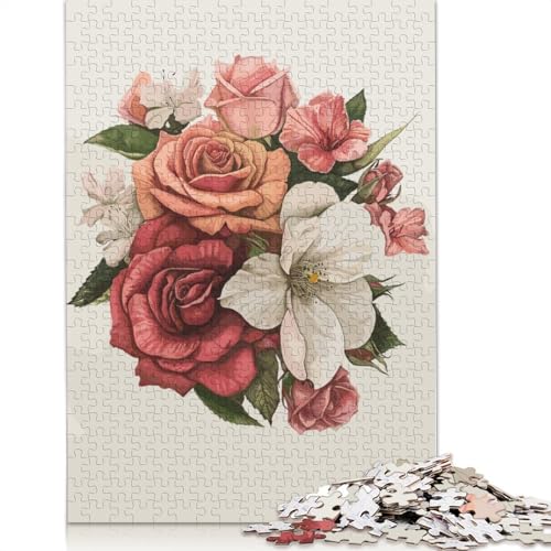 Minimalist Flower Puzzle 1000 Teile Schwer Puzzle Spielzeug Lernspiel Impossible Herausforderungsspielzeug Für Erwachsene Kinder 1000pcs (75x50cm) von TBDUEPS