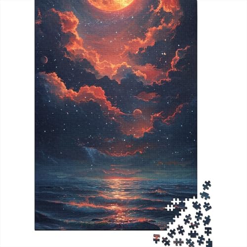 Mond über dem Meer, Holzpuzzle, 1000 Teile, Puzzle für Erwachsene, Lernspiel, Herausforderungsspielzeug, 1000 Teile (38 x 26 cm) von TBDUEPS