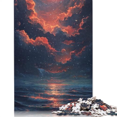 Mond über dem Meer Puzzle 1000 Teile für Erwachsene und Teenager ab 12 Jahren, 1000 Teile (75 x 50 cm) von TBDUEPS