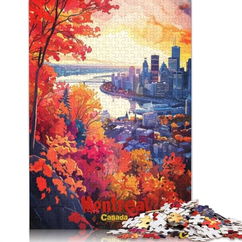 Montreal Art Poster Puzzles für Erwachsene 1000 Teile Holzpuzzle für Erwachsene und Jugendliche Heimdekoration Puzzlespielzeug 1000 Teile (75 x 50 cm) von TBDUEPS