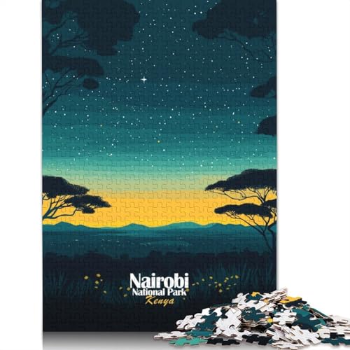 Nairobi-Nationalpark, Nachthimmel-Puzzle für Erwachsene, 1000 Teile, Holzpuzzles für Teenager, Geschenke, Lernspiel für Erwachsene und Teenager, 1000 Stück (75 x 50 cm) von TBDUEPS