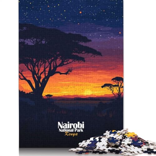 Nairobi-Nationalpark-Sonnenuntergang-Puzzle, 1500 Teile, Holzpuzzle, Puzzle für Erwachsene und Jugendliche ab 12 Jahren, 1500 Teile (85 x 57 cm) von TBDUEPS