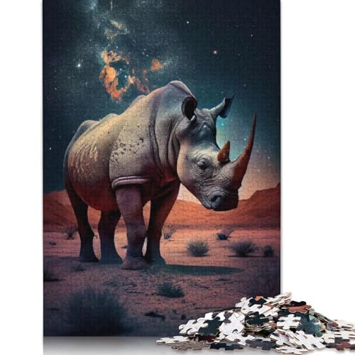 Nashorn unter den Sternen, 1000-teiliges Puzzle für Erwachsene | | Familienspaß-Puzzles für Erwachsene, Geschenke, Denkspiele, 1000 Teile (75 x 50 cm) von TBDUEPS