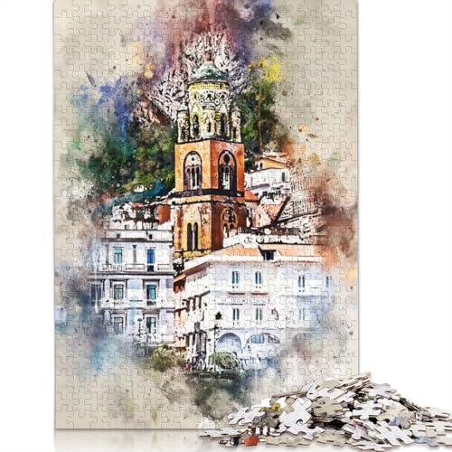 Neapel, Italien, Aquarell-Puzzle für Erwachsene, 1000 Teile, Holzpuzzle für Erwachsene und Jugendliche, Heimdekoration, Puzzlespielzeug, 1000 Teile (75 x 50 cm) von TBDUEPS