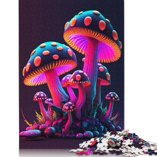 Neon Mushroom Puzzle 1000-teilige Schwer Puzzle Spielzeug Lernspiel Impossible Herausforderung Spielzeug Für Erwachsene Und Kinder Ab 14 Jahren 1000pcs (75x50cm) von TBDUEPS