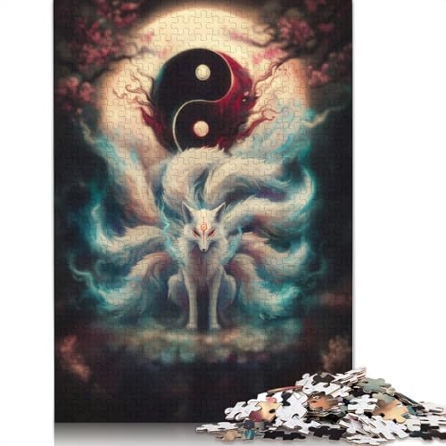 Neunschwänziger Fuchs, Yin Yang, 1000-teiliges Puzzle für Erwachsene, Spielzeug, Denkspiel, Lernspiel für Erwachsene, Stressabbau, Heimdekoration, 1000 Stück (75 x 50 cm) von TBDUEPS