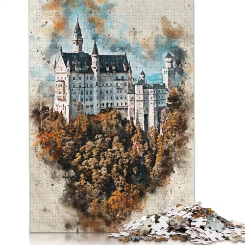Neuschwanstein Aquarell-Puzzle, 1500 Teile, Holzpuzzle, Puzzle für Erwachsene und Jugendliche ab 12 Jahren, 1500 Teile (85 x 57 cm) von TBDUEPS