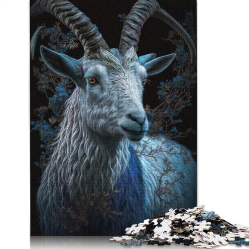 Niedliches Kunst-Ziegen-Puzzle, DIY-Spiel, Premium-Karton-Puzzle für Frauen und Männer, 1000 Teile (75 x 50 cm) von TBDUEPS