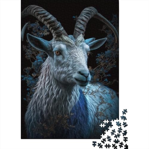 Niedliches Kunst-Ziegenpuzzle, hochwertiges, rechteckiges Puzzle aus 100% recyceltem Kartonpapier für Jungen oder Mädchen, 300 Teile (40 x 28 cm) von TBDUEPS