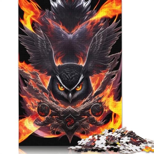Ninja Owl in Flames Puzzle 1000 Teile Schwer Puzzle Spielzeug Lernspiel Impossible Herausforderung Spielzeug Für Erwachsene Und Kinder in Bewährter 1000pcs (75x50cm) von TBDUEPS