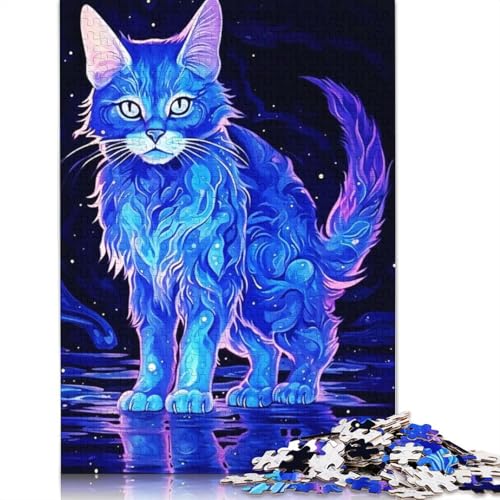 Nocturnal Iridescent Cat Puzzles 1000-teilige Schwer Puzzle Spielzeug Lernspiel Impossible Herausforderungsspielzeug Für Erwachsene Und Kinder in Bewährter 1000pcs (75x50cm) von TBDUEPS