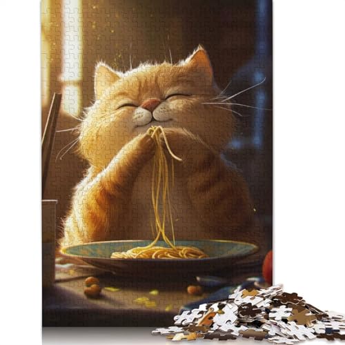 Noodle Niedliche Cartoon-Katze-Puzzles für Erwachsene, Holzpuzzles, Gehirntraining, Herausforderungsspiel, Unterhaltungsgeschenke, Familienaktivität, 1000 Teile (75 x 50 cm) von TBDUEPS