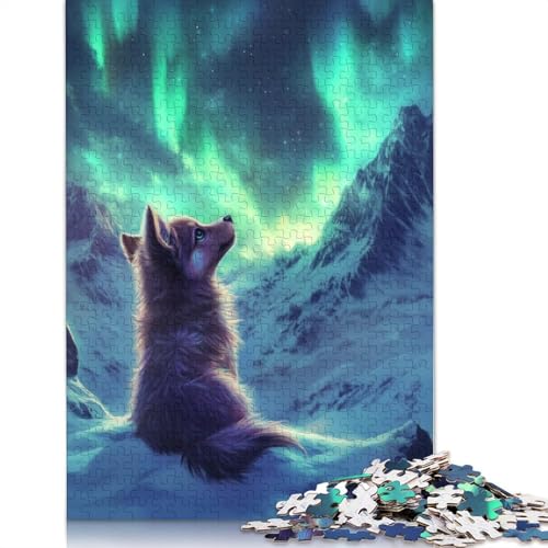 Northern Lights Dog Aurora Puzzle 1000-teilige Schwer Puzzle Spielzeug Lernspiel Impossible Herausforderung Spielzeug Für Erwachsene Und Kinder Ab 14 Jahren 1000pcs (38x26cm) von TBDUEPS