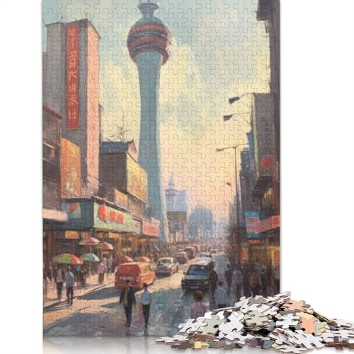 Ölgemälde-Puzzle Peking, China, 1000 Teile, Holzpuzzle für Erwachsene und Jugendliche ab 12 Jahren, 1000 Teile (75 x 50 cm) von TBDUEPS