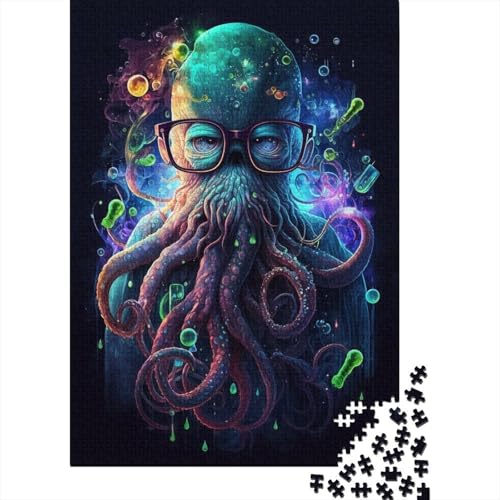 Oktopus-Puzzle mit Brille, 100% recycelter Karton, Premium-Karton, Puzzle für Erwachsene und Kinder, 300 Teile (40 x 28 cm) von TBDUEPS