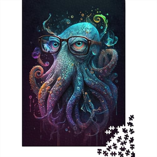 Oktopus mit Brille, Puzzle, Denksportaufgabe, 100% recycelter Karton, Puzzle für Kinder und Erwachsene ab 12 Jahren, 300 Teile (40 x 28 cm) von TBDUEPS