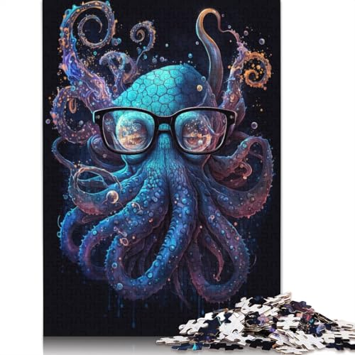 Oktopus mit Brille, Puzzle, Entspannungs-Herausforderungsspielzeug, Premium-Puzzle aus Karton für Erwachsene und Kinder, 1000 Teile (75 x 50 cm) von TBDUEPS