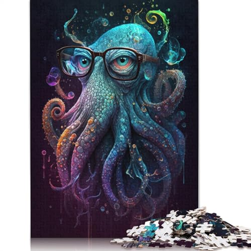 Oktopus mit Brille, Puzzle, rechteckig, Pappe, 100% recycelter Karton, Puzzle für Erwachsene, 1000 Teile (75 x 50 cm) von TBDUEPS