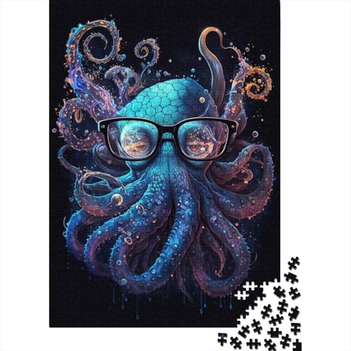 Oktopus mit Brille, Puzzle, schwierige Herausforderung, 100% recycelter Karton, Puzzle für Kinder und Erwachsene, 300 Teile (40 x 28 cm) von TBDUEPS