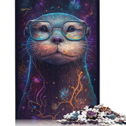 Otter Wear Glasses Puzzle DIY-Spiel Premium-Karton-Puzzle für Frauen und Männer, 1000 Teile (75 x 50 cm) von TBDUEPS