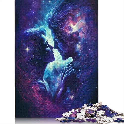 Paar in der Galaxie, Puzzle, Familienspaß, rechteckiges Papierpuzzle für Jungen oder Mädchen, 1000 Teile (75 x 50 cm) von TBDUEPS