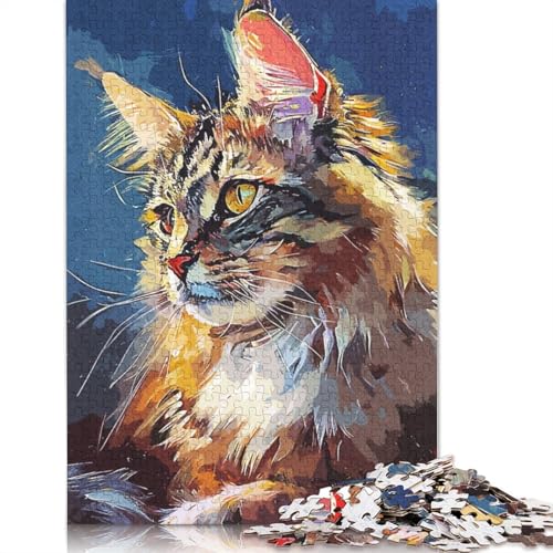 Paint Cat Puzzle 1000 Teile Schwer Puzzle Spielzeug Pädagogisches Spiel Impossible Herausforderung Spielzeug Für Erwachsene Und Kinder in Bewährter 1000pcs (75x50cm) von TBDUEPS