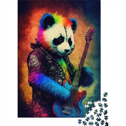 Panda spielt Gitarre, Puzzle, herausfordernd und knifflig, Premium-Karton-Puzzle für Erwachsene, Teenager, 300 Teile (40 x 28 cm) von TBDUEPS