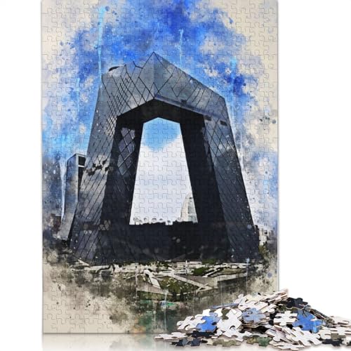 Peking in Aquarell-Puzzle, 1500 Teile, Puzzle für Erwachsene, Puzzles für Teenager, Geschenke, Lernspiel, Herausforderungsspielzeug, 1500 Teile (85 x 57 cm) von TBDUEPS