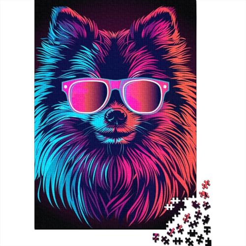 Pomeranian Dog Art Holzpuzzle 1000 Teile Puzzle für Erwachsene Lernspiel Herausforderung Spielzeug 1000 Stück (38 x 26 cm) von TBDUEPS