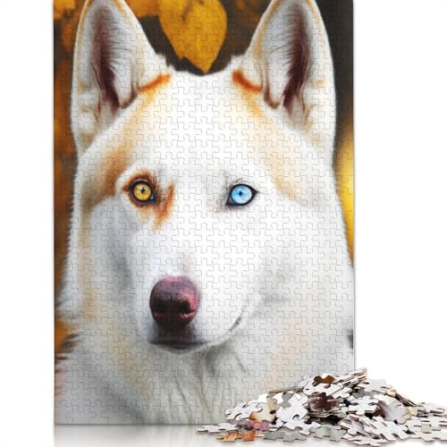 Portrait White Husky Puzzle 1000 Teile Schwer Puzzle Spielzeug Pädagogisches Spiel Impossible Herausforderung Spielzeug Für Erwachsene Und Kinder Ab 14 Jahren 1000pcs (75x50cm) von TBDUEPS