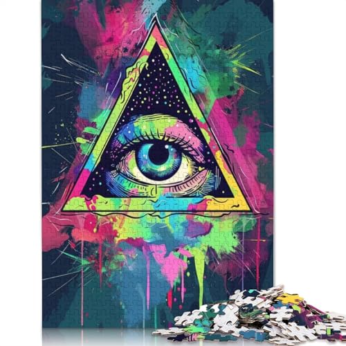 Psychedelic All Seeing Eye Puzzle 1000 Teile Schwer Puzzle Spielzeug Pädagogisches Spiel Impossible Herausforderungsspielzeug Für Erwachsene Und Kinder Ab 14 Jahren 1000pcs (38x26cm) von TBDUEPS