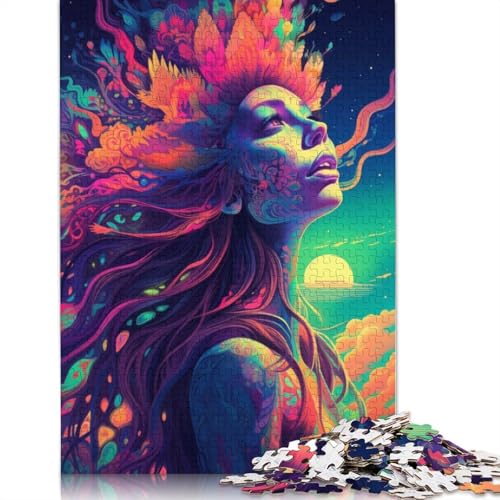 Psychedelic Girl No1 Puzzles 1000 Teile Schwer Puzzle Spielzeug Lernspiel Impossible Herausforderung Spielzeug Für Erwachsene Und Kinder in Bewährter 1000pcs (75x50cm) von TBDUEPS