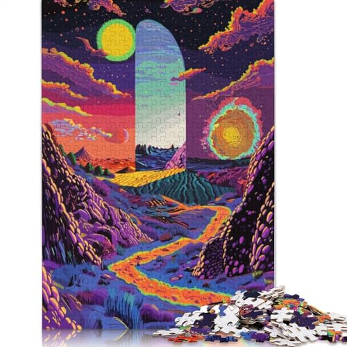 Psychedelic Landscape Puzzle 1000 Teile Schwer Puzzle Spielzeug Lernspiel Impossible Herausforderungsspielzeug Für Erwachsene Kinder 1000pcs (75x50cm) von TBDUEPS