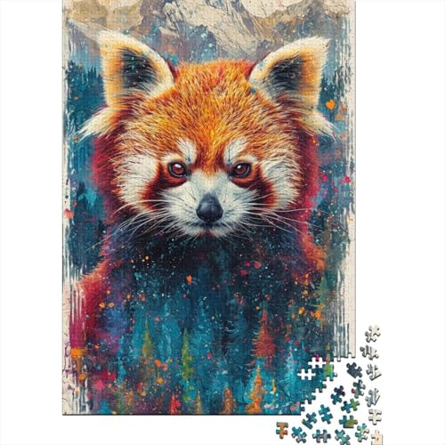 Psychedelisches Puzzle mit rotem Panda, Denksportaufgabe, 100% recycelter Karton, Puzzle für Kinder und Erwachsene ab 12 Jahren, 300 Teile (40 x 28 cm) von TBDUEPS