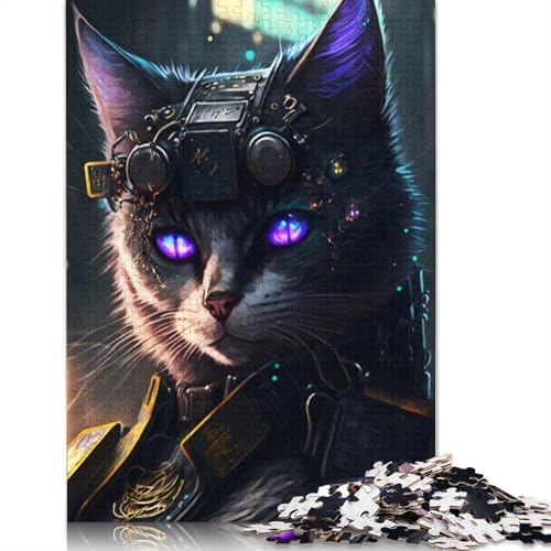 Purple Eyed Cat Puzzle 1000-teilige Schwer Puzzle Spielzeug Lernspiel Impossible Herausforderung Spielzeug Für Erwachsene Und Kinder in Bewährter 1000pcs (75x50cm) von TBDUEPS