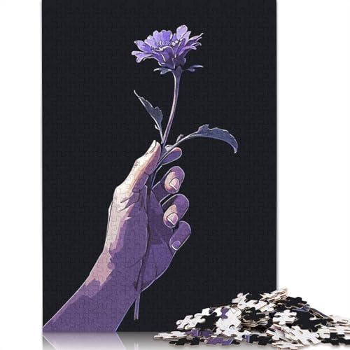 Purple Flower in A Dark Puzzle 1000 Teile Schwer Puzzle Spielzeug Pädagogisches Spiel Impossible Herausforderung Spielzeug Für Erwachsene Und Kinder Ab 14 Jahren 1000pcs (38x26cm) von TBDUEPS