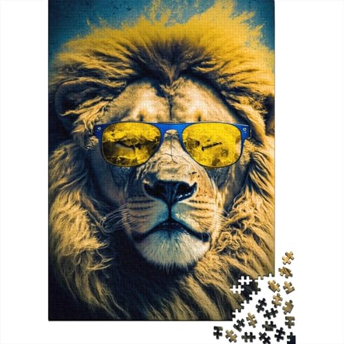 Puzzle „Bunter Löwe mit Brille“, 100% Recyclingkarton, 100% Recyclingkarton, Puzzle für Jungen oder Mädchen, 300 Teile (40 x 28 cm) von TBDUEPS
