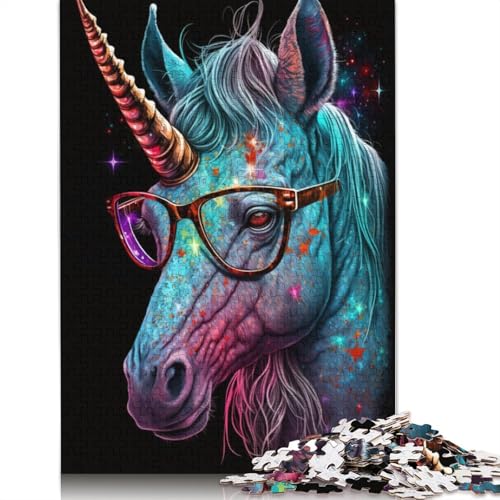Puzzle „Cosmic Unicorns Wear Glasses“, einzigartige Heimdekoration, 100% recycelter Karton, Puzzle für Erwachsene, 1000 Teile (75 x 50 cm) von TBDUEPS