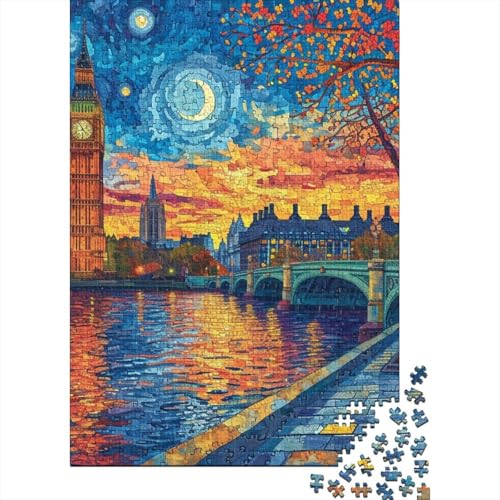 Puzzle „London Tower Bridge“, 100% recycelter Karton, Puzzle aus 100% recyceltem Karton für Jungen oder Mädchen, Ostergeschenk, 38 x 26 cm, 1000 Teile von TBDUEPS