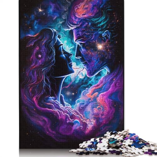 Puzzle „Paar in der Galaxie“, einzigartige Heimdekoration, 100% recycelter Karton, Puzzle für Erwachsene, 1000 Teile (75 x 50 cm) von TBDUEPS