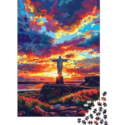 Puzzle „Skulptur bei Sonnenuntergang“, hochwertiges, rechteckiges Puzzle aus 100% recyceltem Kartonpapier für Jungen oder Mädchen, 300 Teile (40 x 28 cm) von TBDUEPS