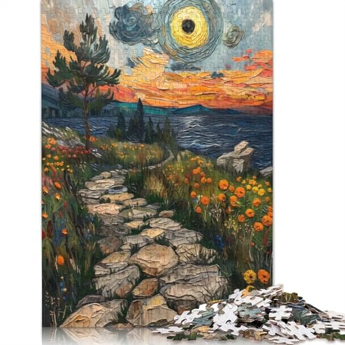 Puzzle 1000 Teile, Steinpfad, Sonnenuntergang, Puzzle für Erwachsene, Schwierigkeitsgrad: Puzzle, Lernspielzeug, Spiele, Familiendekoration, 1000 Teile (38 x 26 cm) von TBDUEPS