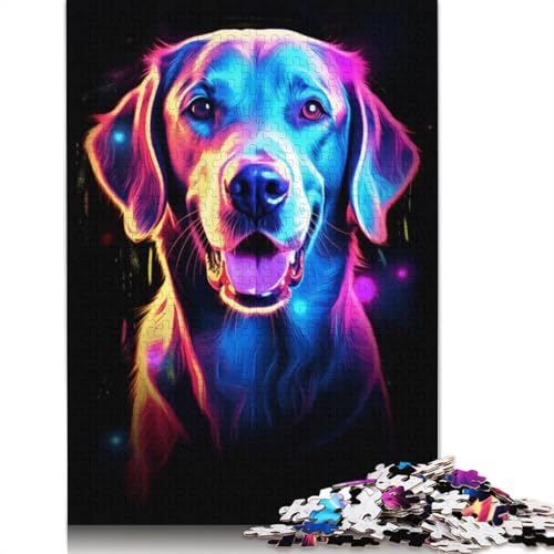 Puzzle 1000 Teile Neon Labrador Portrait Puzzles Jungen und Mädchen Puzzle Schwierigkeitsgrad Puzzles zum Entspannen 1000 Stück (75x50cm) von TBDUEPS