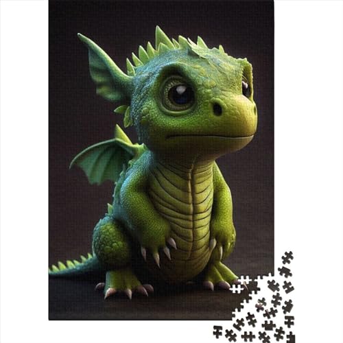 Puzzle 1000 Teile für Erwachsene, süßer grüner Drache, 14 Puzzles, Kunst-DIY-Spiel, Geschenk, Spielzeug, Familienspiel, 1000 Teile (75 x 50 cm) von TBDUEPS