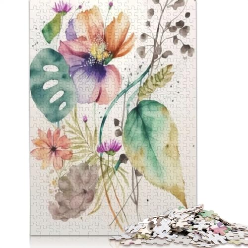 Puzzle für Erwachsene, 1000 Teile, Aquarellblumen-Puzzle, anspruchsvolles Spiel, 1000 Teile (75 x 50 cm) von TBDUEPS