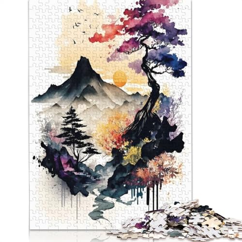 Puzzle für Erwachsene, 1000 Teile, Aquarelle, Japanisch, 7 Puzzles, Lernspielzeug, Spiele, Familiendekoration, 1000 Teile (38 x 26 cm) von TBDUEPS