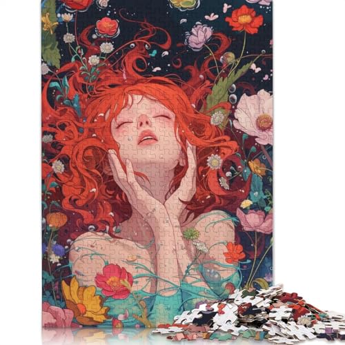Puzzle für Erwachsene, 1000 Teile, Blumen, Farbe, Mädchen, Holzpuzzle für Erwachsene, Lernspiel, Herausforderungsspielzeug, 1000 Teile (75 x 50 cm) von TBDUEPS