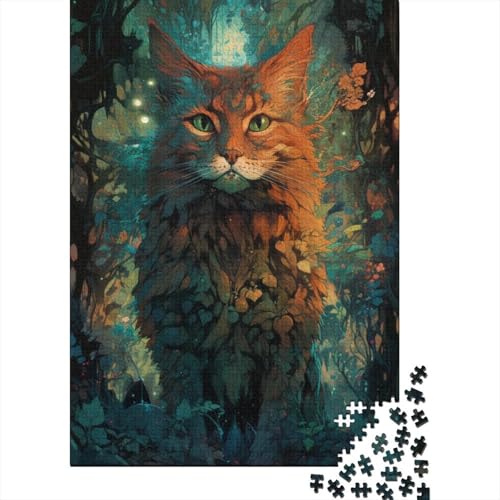 Puzzle für Erwachsene, 1000 Teile, Bunte Maine-Coon-Katze, Holzpuzzle für Erwachsene, Lernspiel, Herausforderungsspielzeug, 1000 Teile (38 x 26 cm) von TBDUEPS