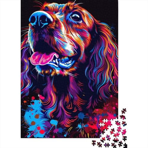 Puzzle für Erwachsene, 1000 Teile, Cocker Spaniel, Hundekunst, Holzpuzzle für Erwachsene, Lernspiel, Herausforderungsspielzeug, 1000 Teile (38 x 26 cm) von TBDUEPS